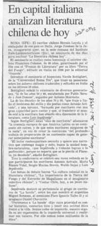 En capital italiana analizan literatura chilena de hoy  [artículo].