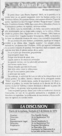 Omar Lara  [artículo] Juan Gabriel Araya G.