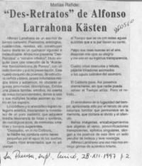 "Des-retratos" de Alfonso Larrahona Kästen  [artículo] Matías Rafide.