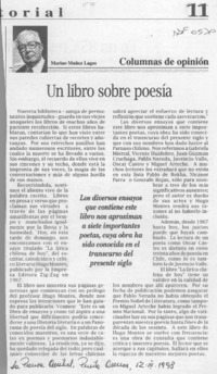 Un libro sobre poesía  [artículo] Marino Muñoz Lagos.