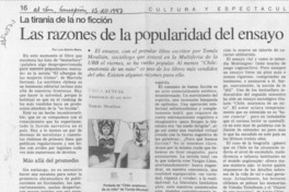 Las razones de la popularidad del ensayo  [artículo] Luis Alberto Maira.