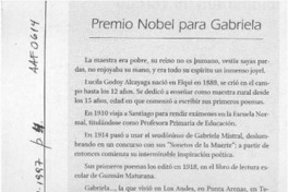 Premio Nobel para Gabriela  [artículo] Hernán Maturana Alarcón.