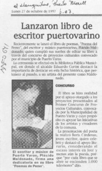 Lanzaron libro de escritor puertovarino  [artículo].