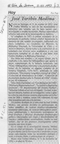 José Toribio Medina  [artículo] Fap.
