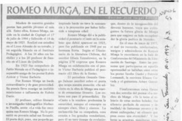Romeo Murga en el recuerdo  [artículo] José Vargas Badilla.