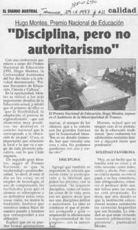 "Disciplina, pero no autoritarismo"  [artículo].