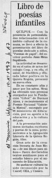 Libro de poesías infantiles  [artículo].