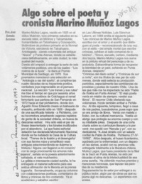 Algo sobre el poeta y cronista Marino Muñoz Lagos  [artículo] José Arraño Acevedo.