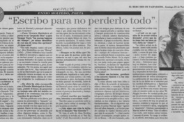 "Escribo para no perderlo todo"