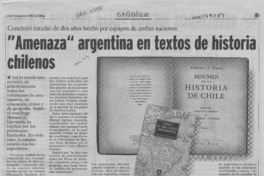 "Amenaza" argentina en textos d historia chilenos  [artículo].