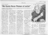 "Me gusta hacer pensar al lector"  [artículo] Mario Rodríguez O.