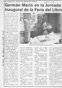 Germán Marín en la jornada inaugural de la Feria del Libro  [artículo].