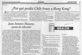 Juan Antonio Massone, poeta de selección  [artículo] Guillermo Rubilar Saldías.