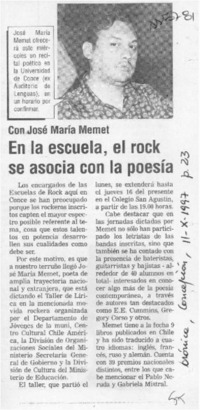 En la escuela, el rock se asocia con la poesía  [artículo].