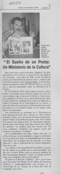 "El Sueño de un poeta, un Ministerio de la Cultura"  [artículo].