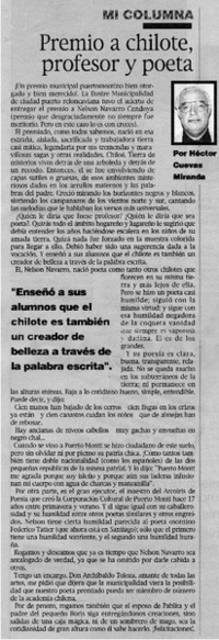 Premio a chilote, profesor y poeta