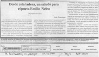 Desde esta ladera, un saludo para el poeta Emilio Neira