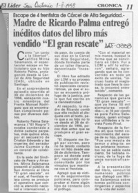 Madre de Ricardo Palma entregó inéditos datos del libro más vendido "El gran rescate"