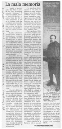 La mala memoria  [artículo] Clemente Riedemann.