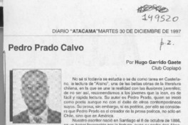 Pedro Prado Calvo  [artículo] Hugo Garrido Gaete.