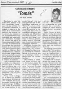 "Tomás"  [artículo] Hilda Arévalo.