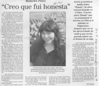 "Creo que fui honesta"  [artículo] J. P. Dardel.