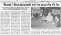 "Tomás", una búsqueda por los espacios de luz  [artículo].