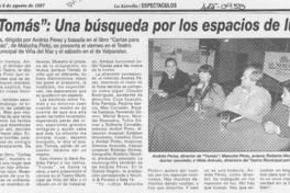 "Tomás", una búsqueda por los espacios de luz  [artículo].