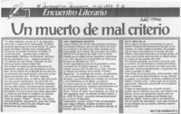 Un muerto de mal criterio  [artículo] Héctor González V.
