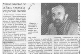 Marco Antonio de la parra viene a la temporada literaria  [artículo].