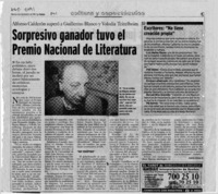Sorpresivo ganador tuvo el Premio Nacional de Literatura  [artículo] Andrés Gómez B.