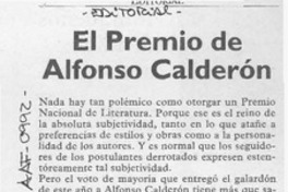 El Premio de Alfonso Calderón  [artículo].