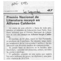 Premio Nacional de Literatura recayó en Alfonso Calderón  [artículo].