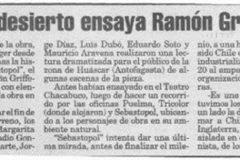 En el desierto ensaya Ramón Griffero  [artículo].