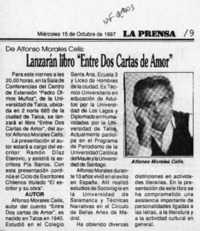 Lanzarán libro "Entre dos cartas de amor"  [artículo].