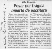 Pesar por trágica muerte de escritora  [artículo].