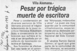 Pesar por trágica muerte de escritora  [artículo].