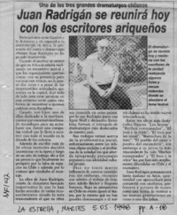 Juan Radrigán se reunirá hoy con los escritores ariqueños  [artículo].
