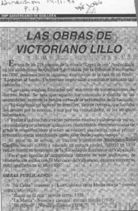 Las Obras de Victoriano Lillo  [artículo].