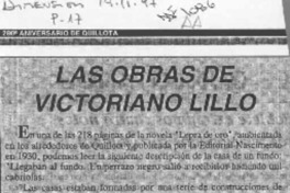 Las Obras de Victoriano Lillo  [artículo].