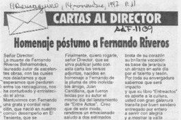Homenaje póstumo a Fernando Riveros