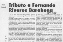 Tributo a Fernando Riveros Barahona  [artículo] Walter Pineda C.