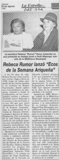 Rebeca Rumor lanzó "Ecos de la semana ariqueña"
