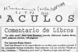 "La niña azul"  [artículo] Antonio Rojas Gómez.