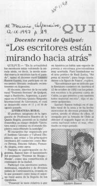 "Los Escritores están mirando hacia atrás"  [artículo].