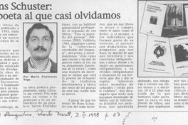 Hans Schuster, el poeta al que casi olvidamos  [artículo] Mario Contreras Vega.