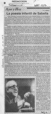 La poesía infantil de Sabella