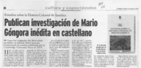 Publican investigación de Mario Góngora inédita en castellano