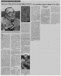 Hugo Nelson Sánchez Soto, "La poesía es puro amor a la vida"