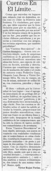 Cuentos en el límite --  [artículo] Víctor Rojas Farías.